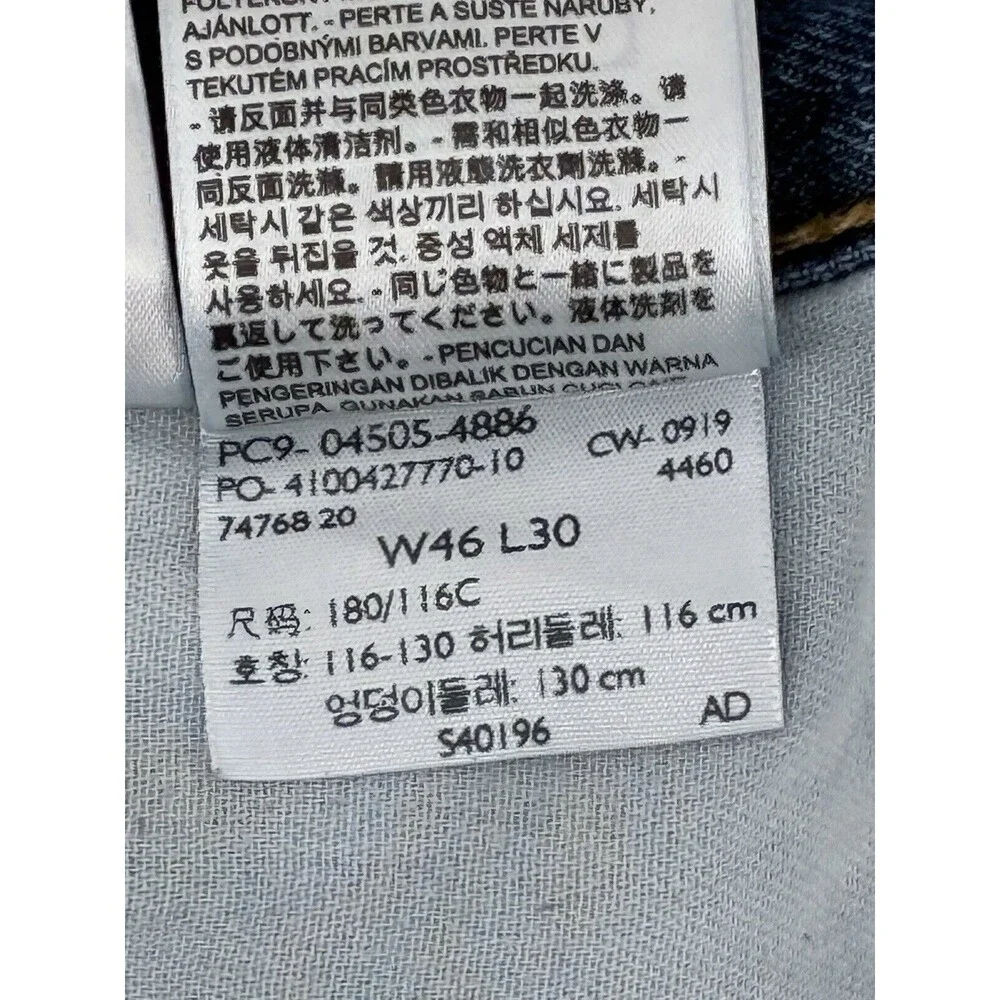 Levi's Men's 505 REGULAR FIT Straight Leg BLUE  JEANS NWT  46X30  100% Cotton